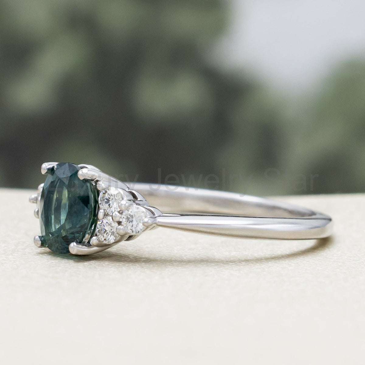 "Rhea" - Montana Sapphire Engagement Ring With Diamond Accents - image 8