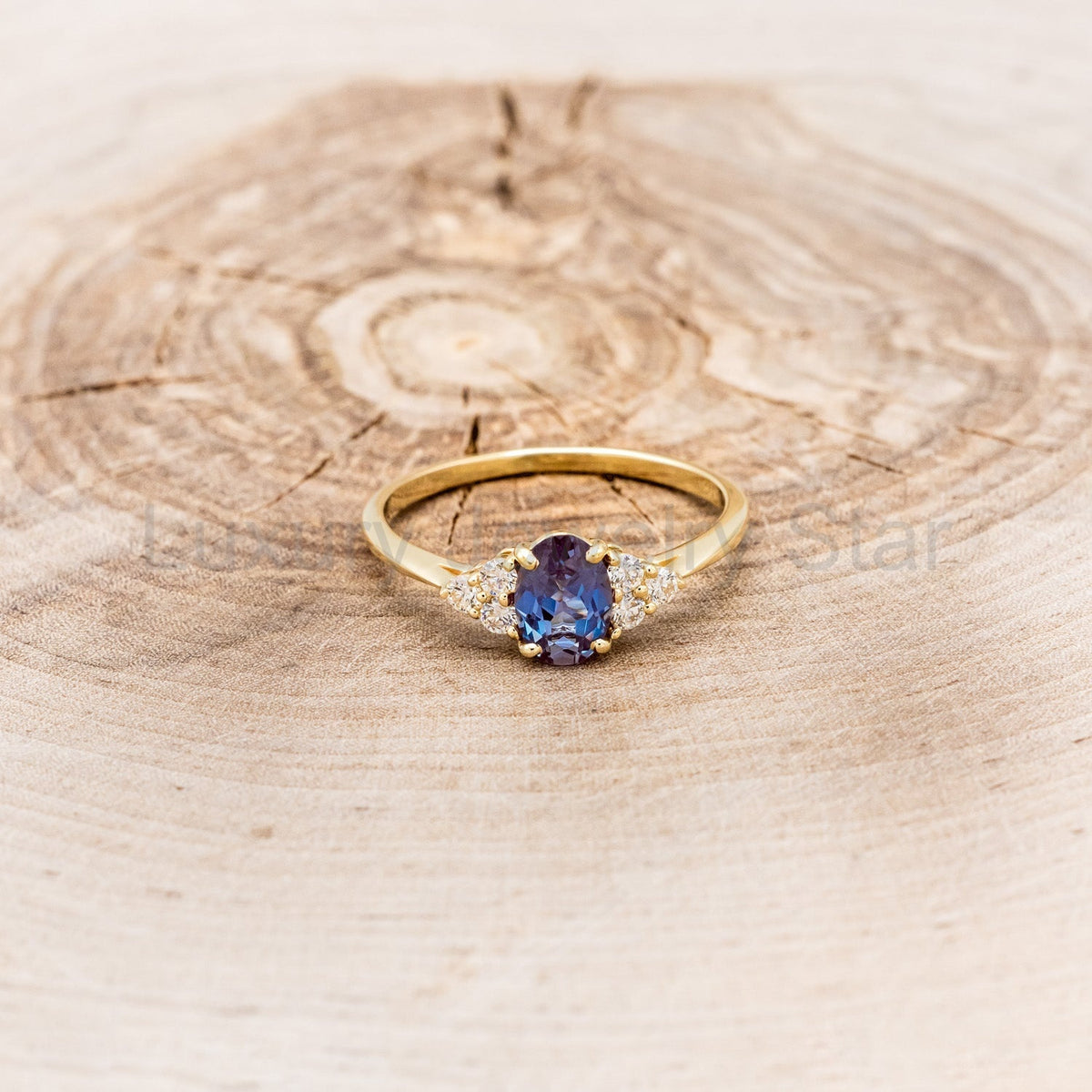 "Rhea" - Oval Cut Lab-Grown Alexandrite Engagement Ring With Diamond Accents - image 10