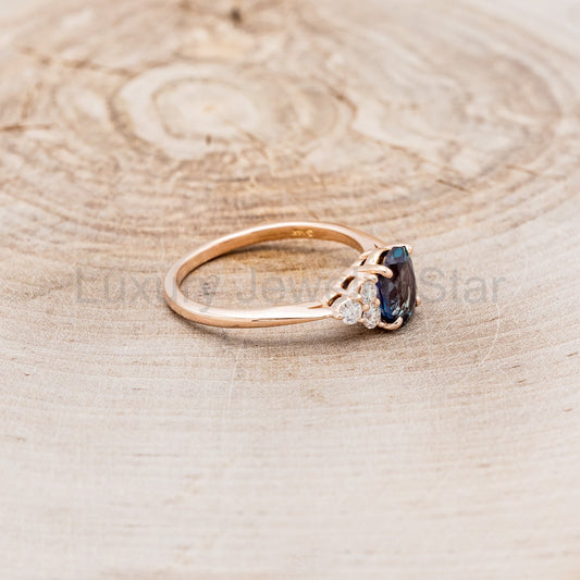 "Rhea" - Oval Cut Lab-Grown Alexandrite Engagement Ring With Diamond Accents - image 2