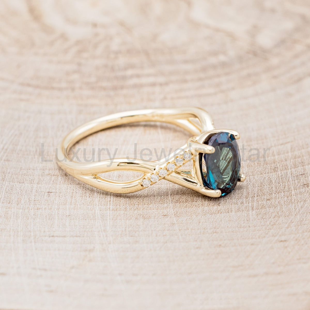 "Roslyn" - Lab-Grown Alexandrite Engagement Ring With Diamond Accents - image 2