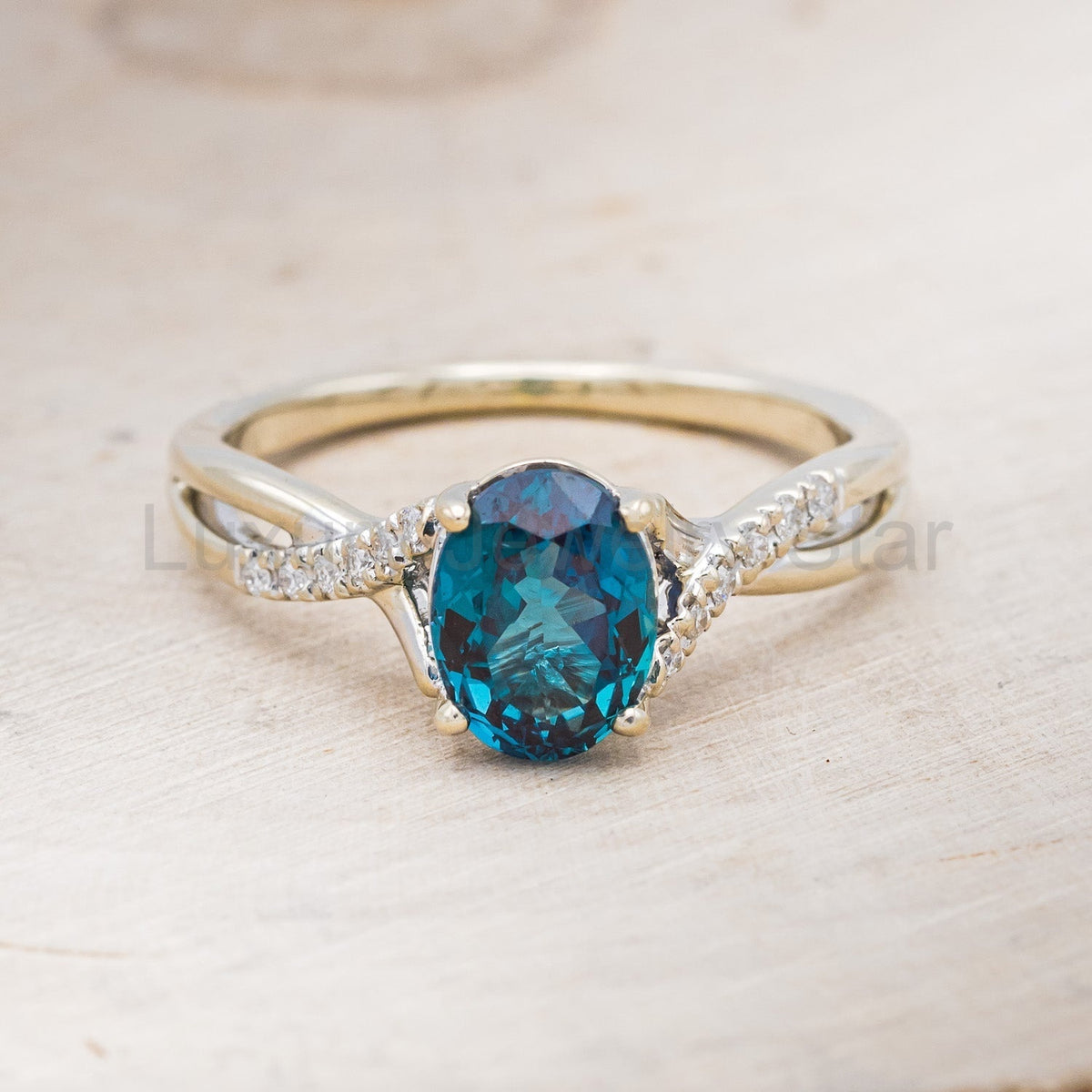 "Roslyn" - Lab-Grown Alexandrite Engagement Ring With Diamond Accents - image 9