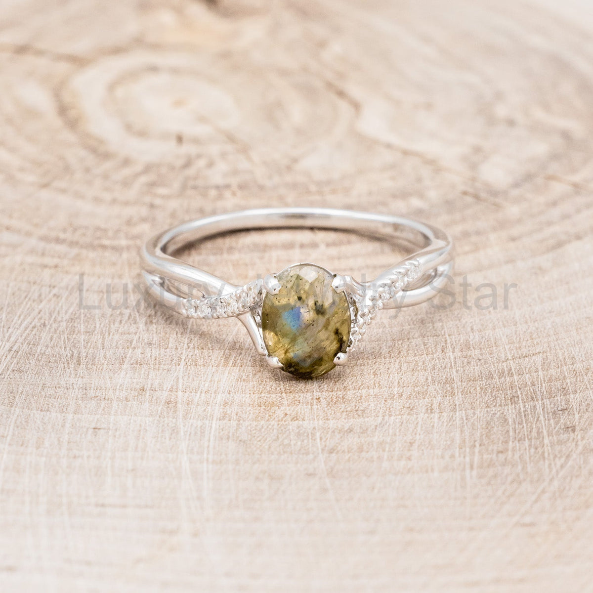 "Roslyn" - Labradorite Engagement Ring With Diamond Accents - image 10