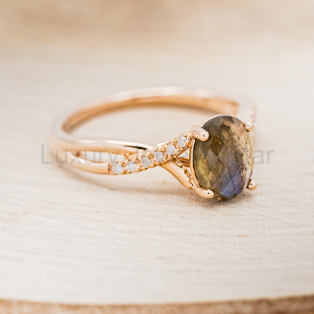 "Roslyn" - Labradorite Engagement Ring With Diamond Accents - image 2