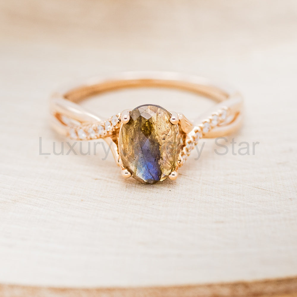 "Roslyn" - Labradorite Engagement Ring With Diamond Accents - image 4