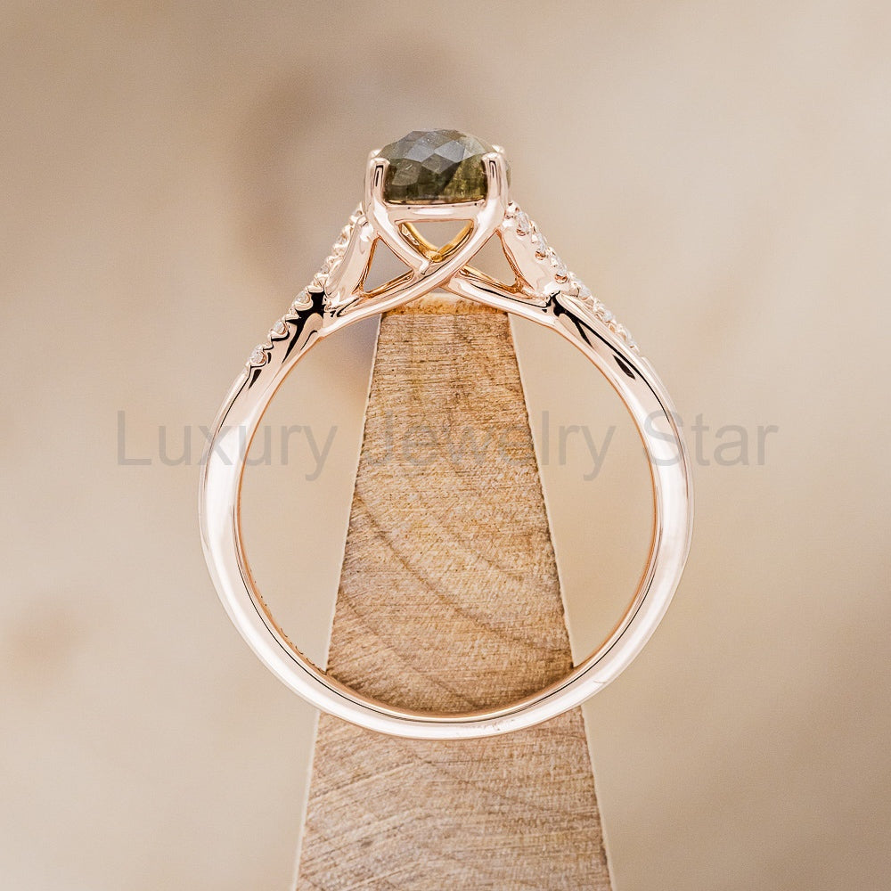 "Roslyn" - Labradorite Engagement Ring With Diamond Accents - image 6