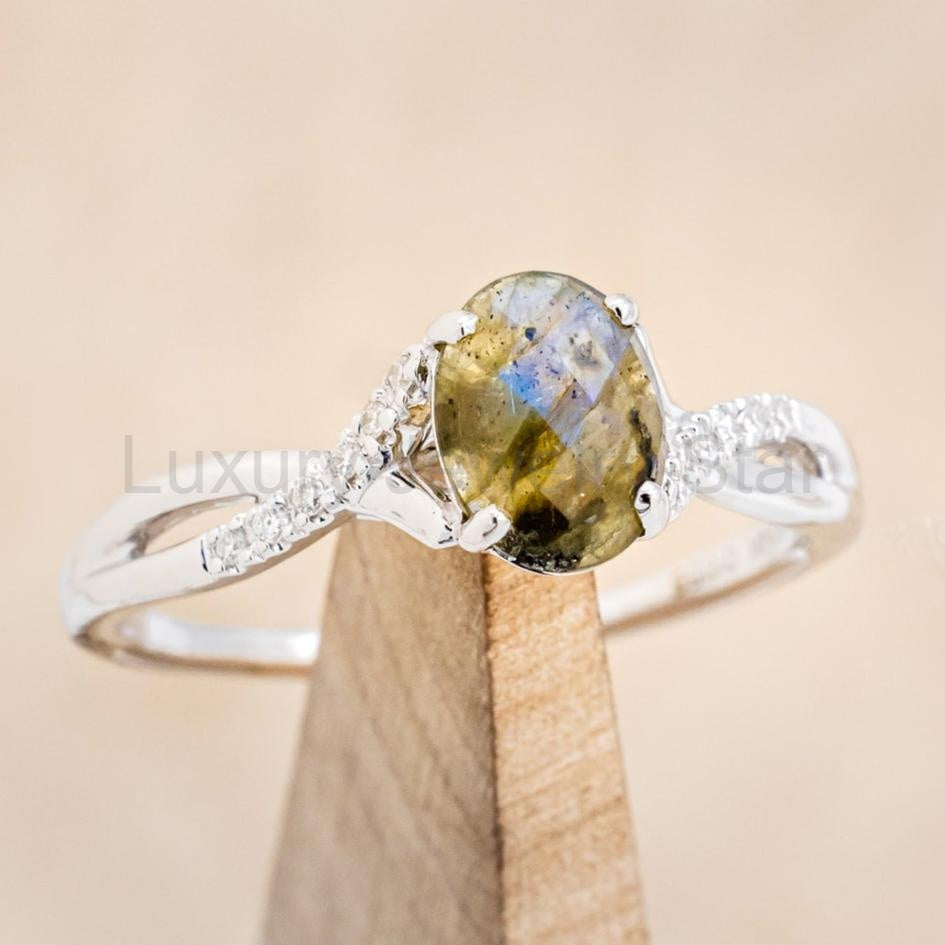 "Roslyn" - Labradorite Engagement Ring With Diamond Accents - image 9
