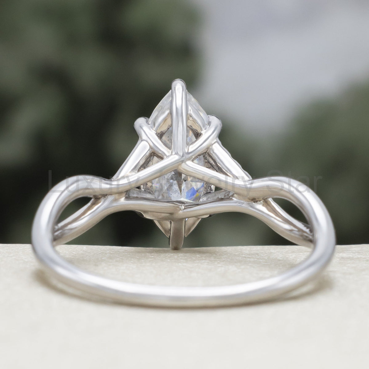 "Roslyn" - Marquise Cut Moissanite Engagement Ring With Diamond Accents - image 5