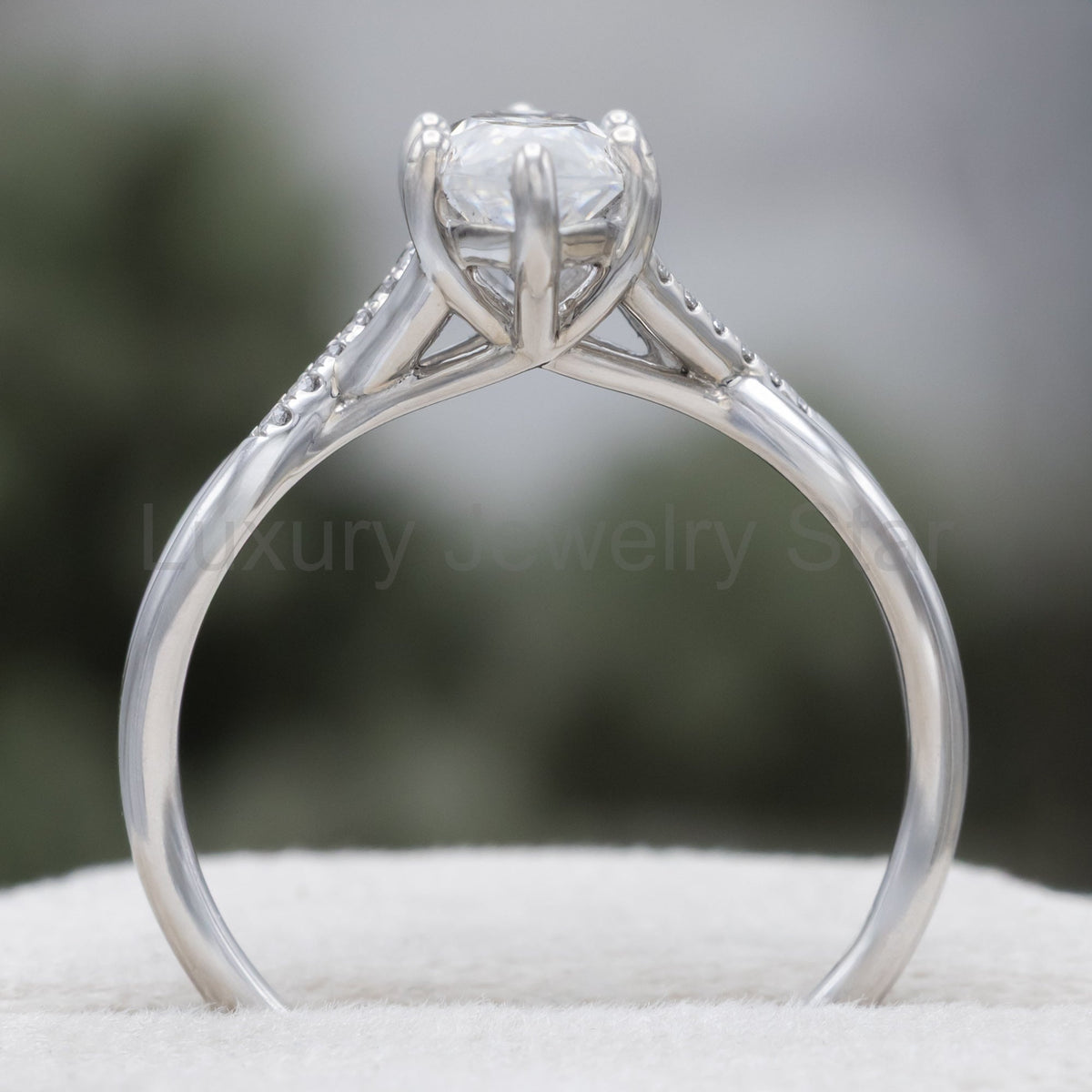 "Roslyn" - Marquise Cut Moissanite Engagement Ring With Diamond Accents - image 6