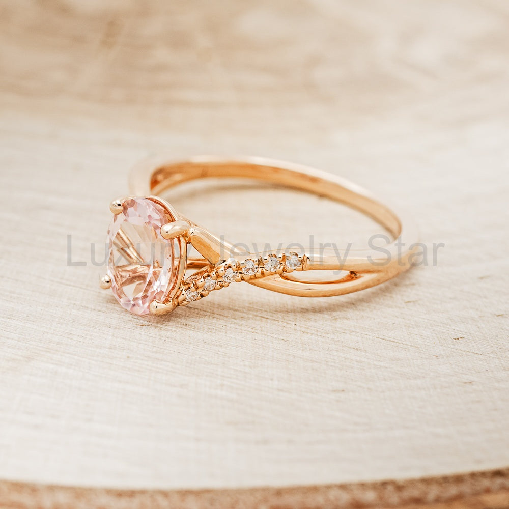 "Roslyn" - Morganite Engagement Ring With Diamond Accents - image 11