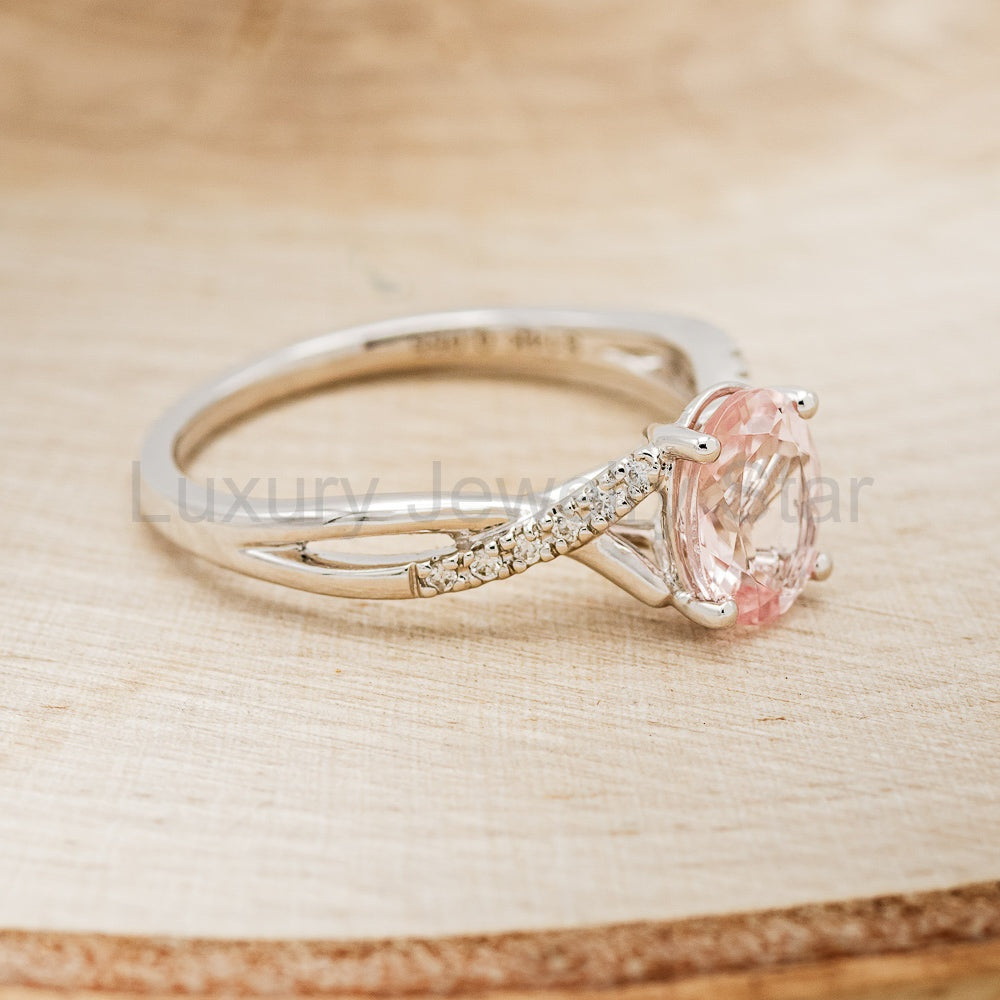 "Roslyn" - Morganite Engagement Ring With Diamond Accents - image 4