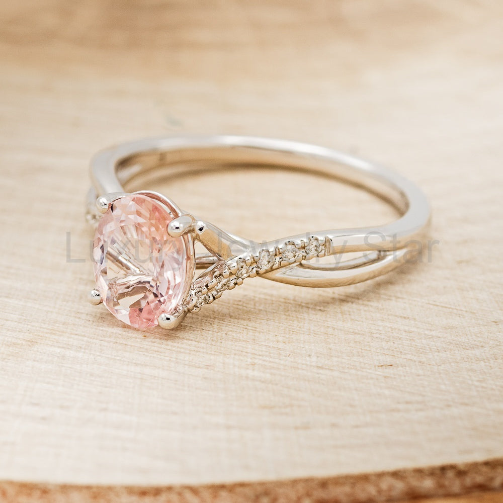"Roslyn" - Morganite Engagement Ring With Diamond Accents - image 5