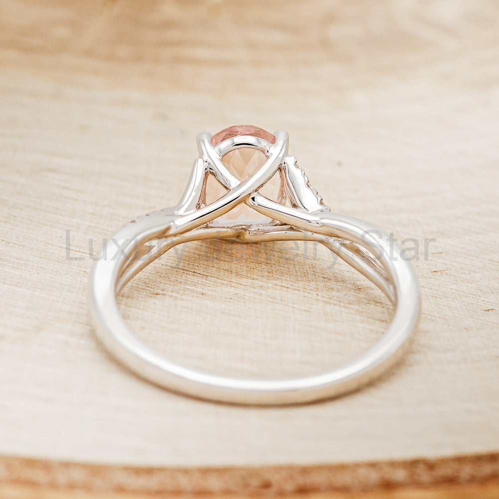 "Roslyn" - Morganite Engagement Ring With Diamond Accents - image 7