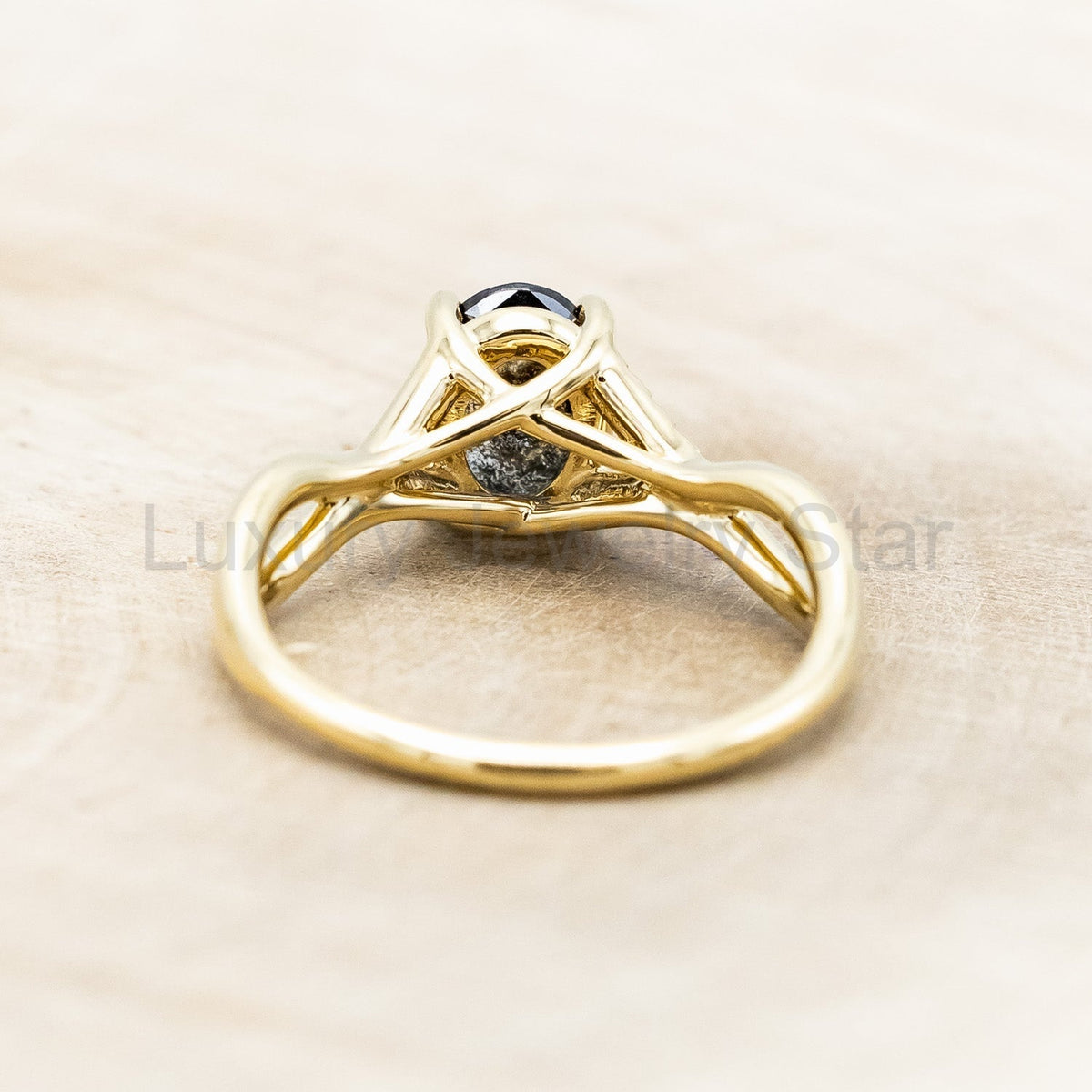 "Roslyn" - Salt & Pepper Diamond Engagement Ring With Diamond Accents - image 13