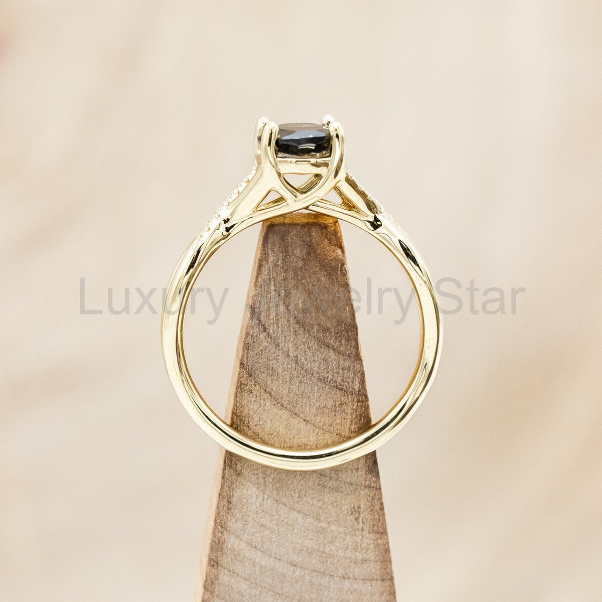 "Roslyn" - Salt & Pepper Diamond Engagement Ring With Diamond Accents - image 14