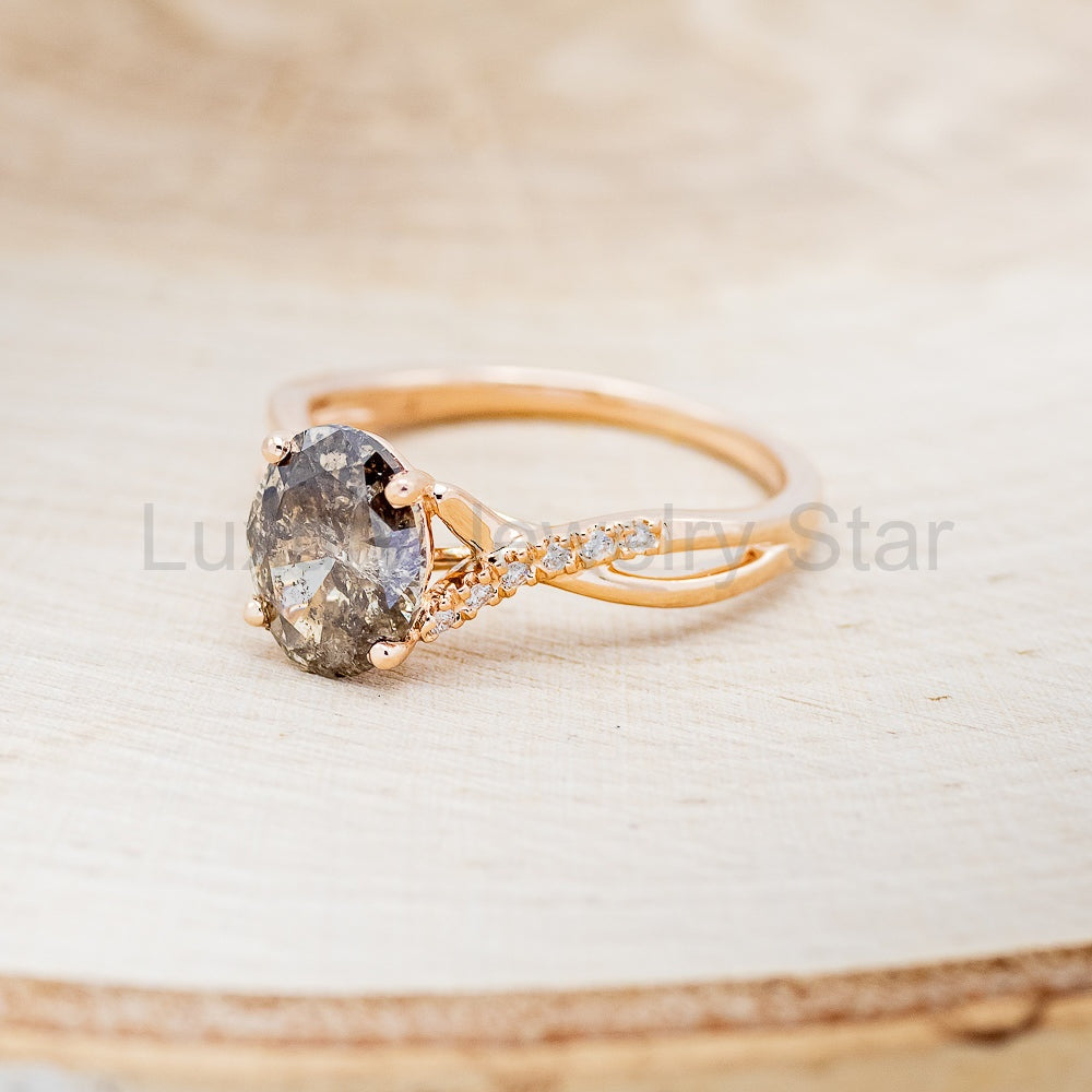 "Roslyn" - Salt & Pepper Diamond Engagement Ring With Diamond Accents - image 17