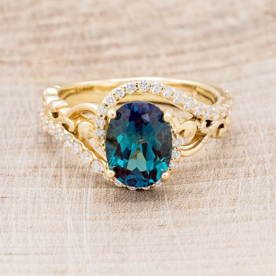 "Scarlet" - Oval Cut Lab-Grown Alexandrite Engagement Ring With Diamond Accents - image 4