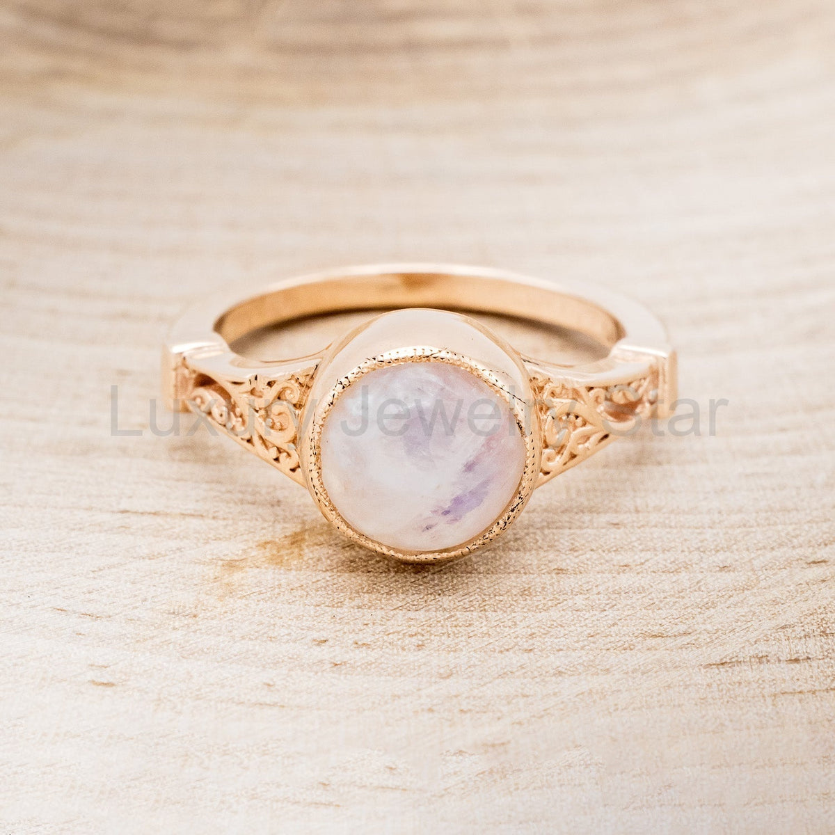 "Selene" - Bezel-Set Moonstone Engagement Ring - image 15