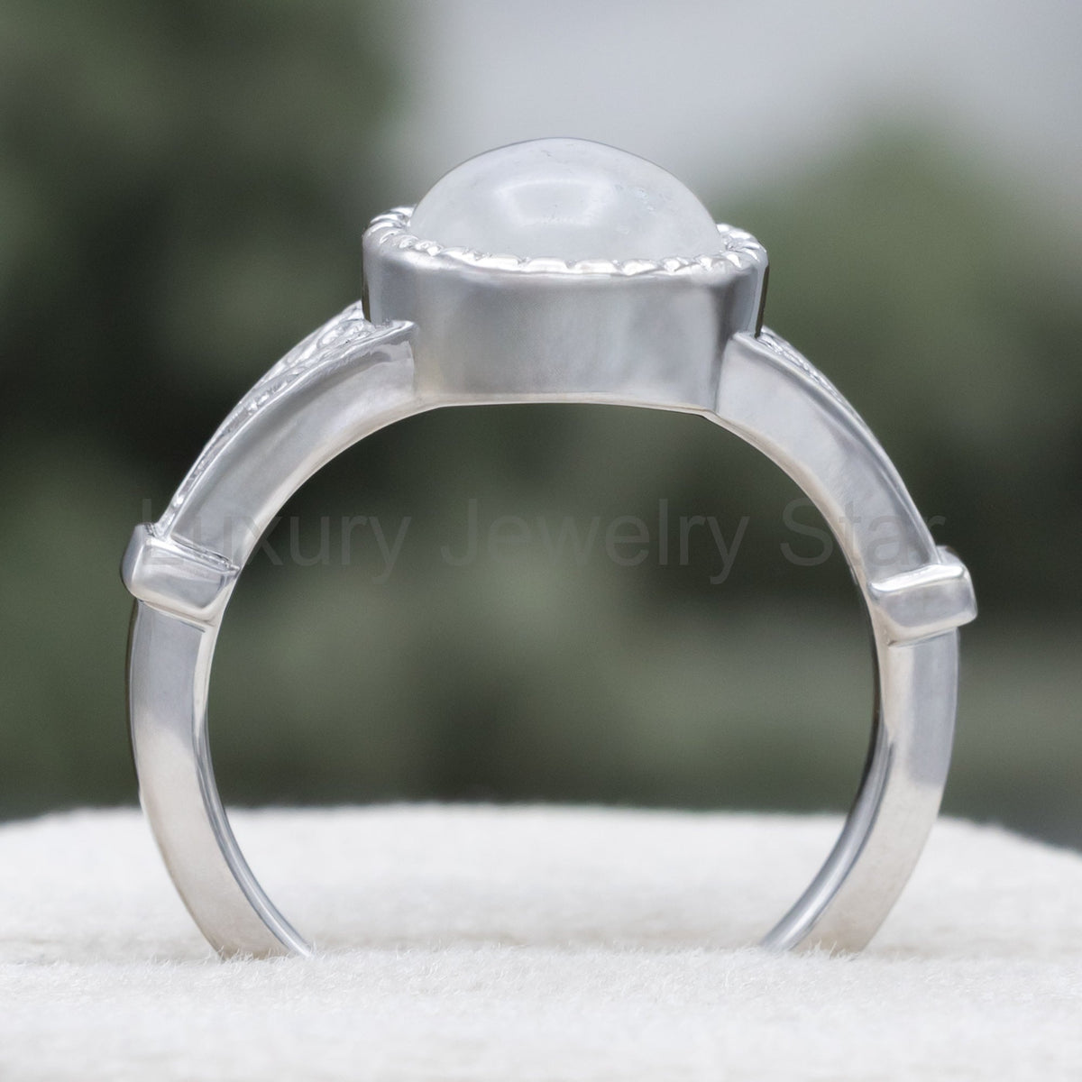 "Selene" - Bezel-Set Moonstone Engagement Ring - image 5