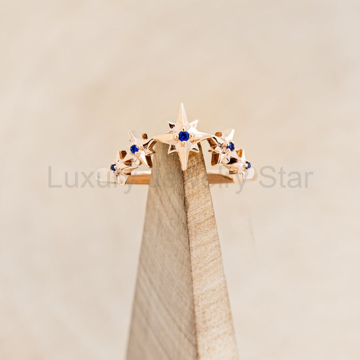 "Sidra" Tracer with Blue Sapphires - 14K Rose Gold - Size 7