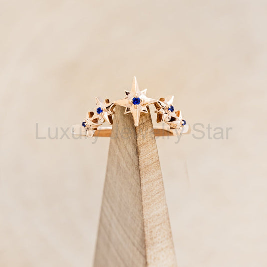 "Sidra" Tracer with Blue Sapphires - 14K Rose Gold - Size 7