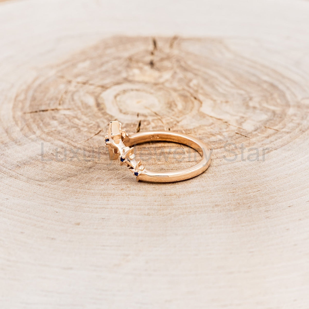 "Sidra" Tracer with Blue Sapphires - 14K Rose Gold - Size 7 - image 3