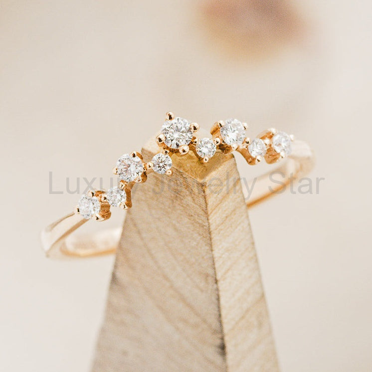 "Starla" - Round Cut Moissanite Engagement Ring With Starburst Diamond Halo - image 16