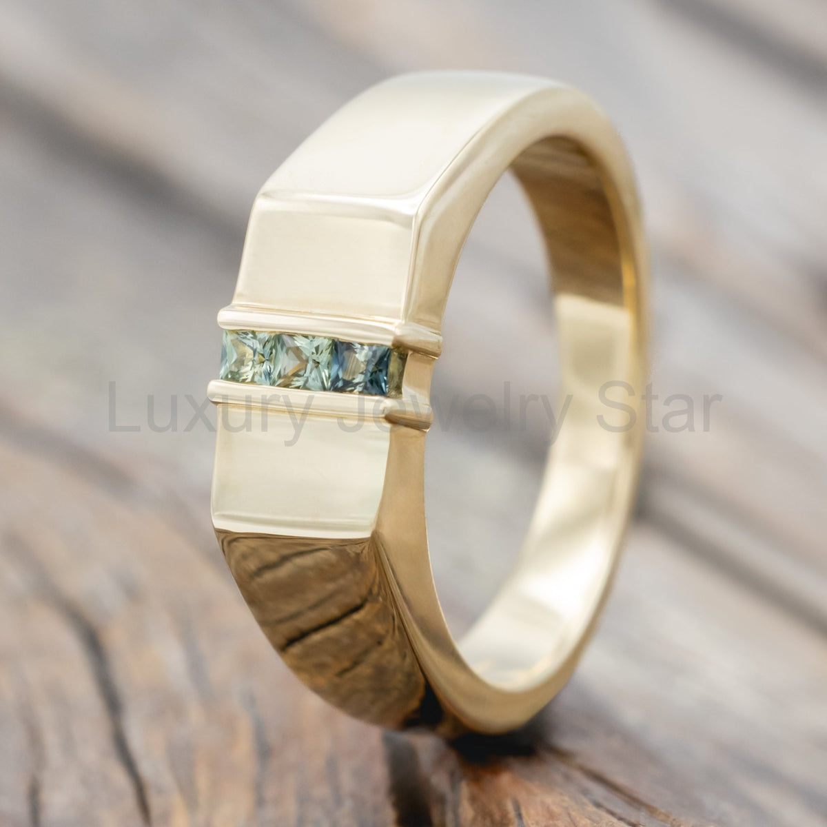 "Thatcher" - Signet Engagement Ring Featuring Australian Sapphire Accents