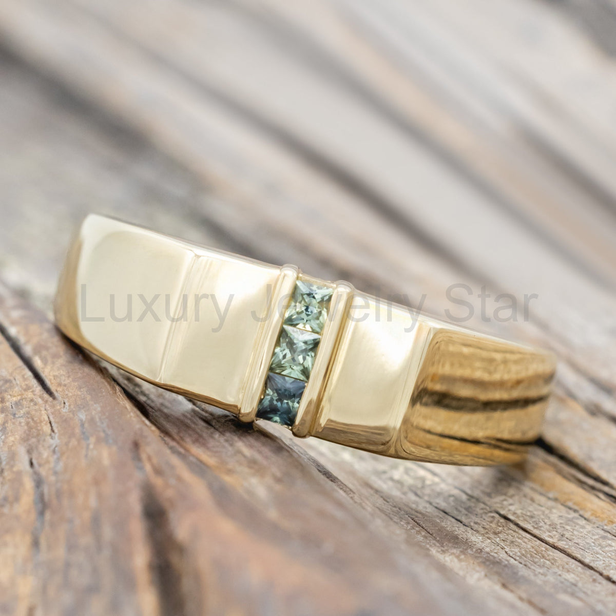 "Thatcher" - Signet Engagement Ring Featuring Australian Sapphire Accents - image 2