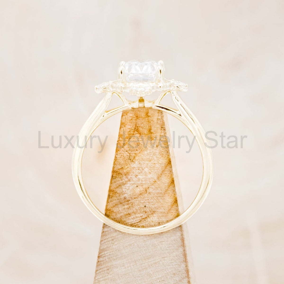 "Treva" - Oval Moissanite Engagement Ring With Diamond Accents & "Melody" Tracer - image 11