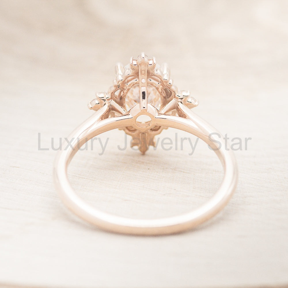 "Treva" - Oval Moissanite Engagement Ring With Diamond Accents & "Melody" Tracer - image 28