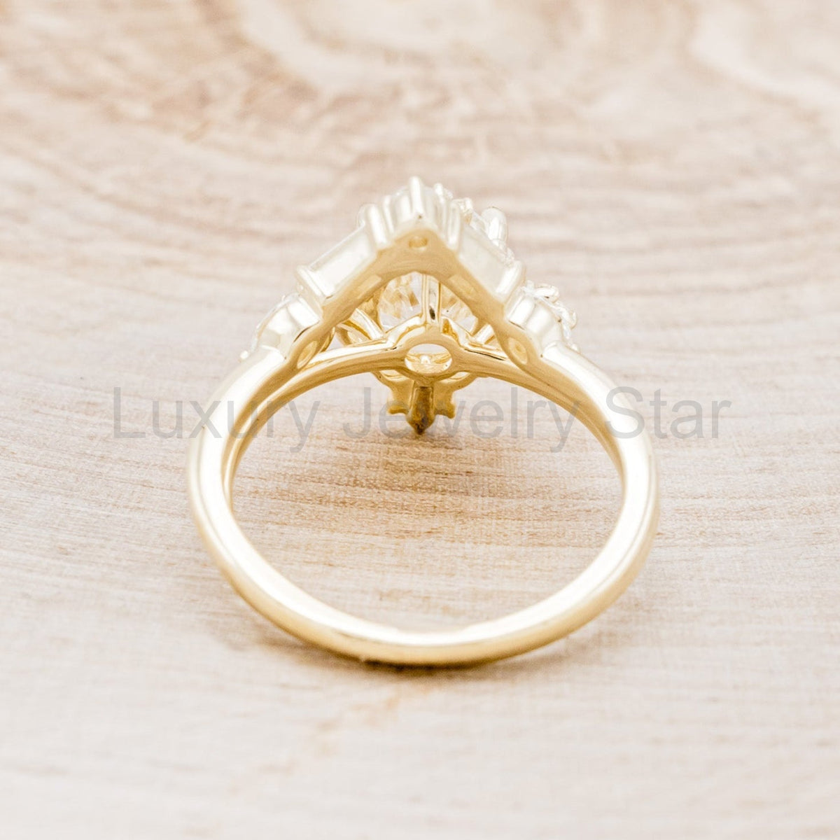 "Treva" - Oval Moissanite Engagement Ring With Diamond Accents & "Melody" Tracer - image 6