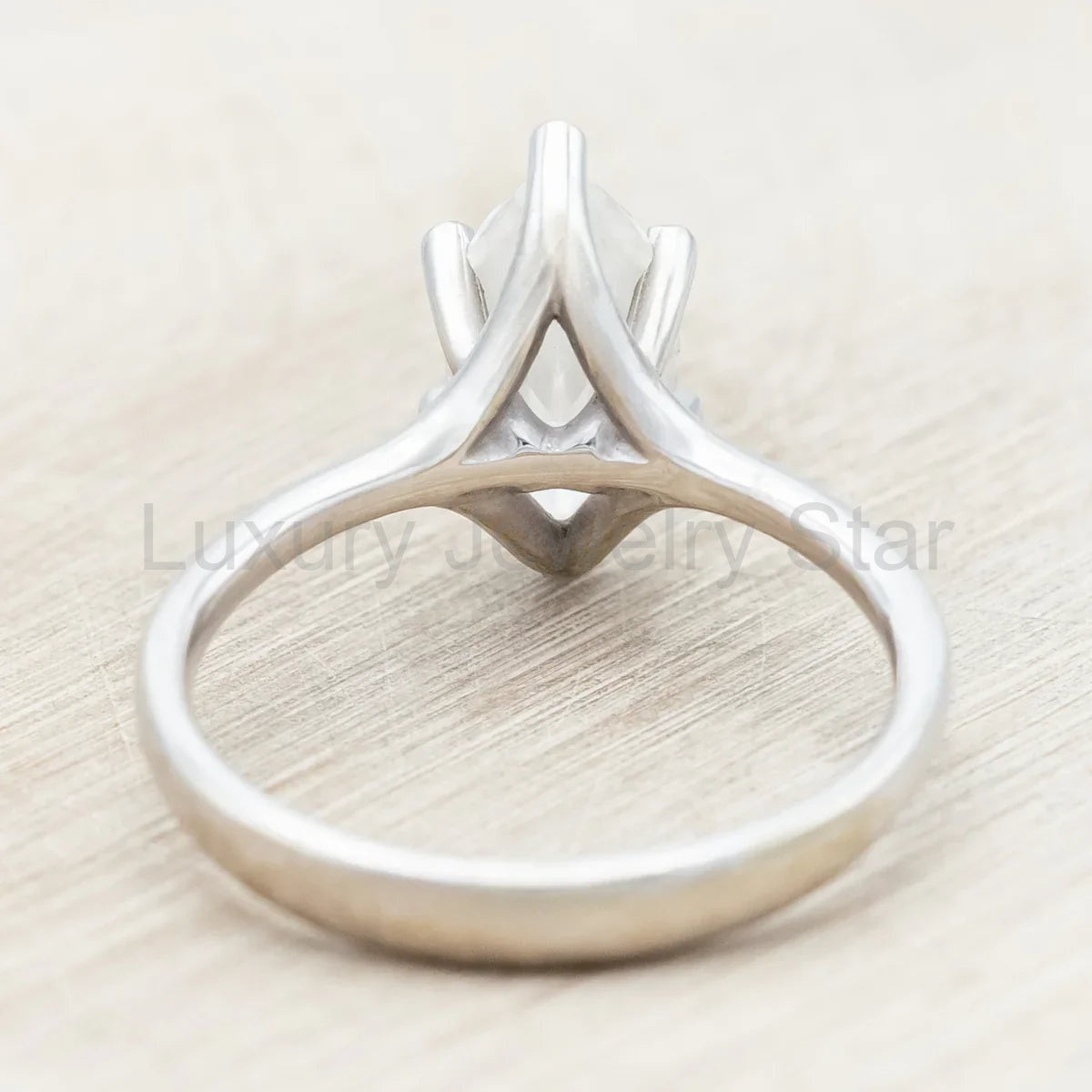 "Tulip" - Marquise Cut Moissanite Engagement Ring - 14K White Gold - Size 7 1/4 - image 6