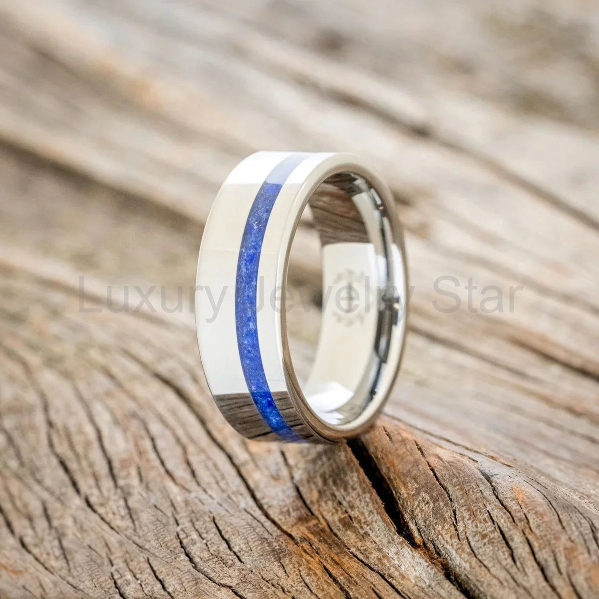 "Vertigo" - Lapis Lazuli Wedding Band - Tungsten (8mm) - Size 9