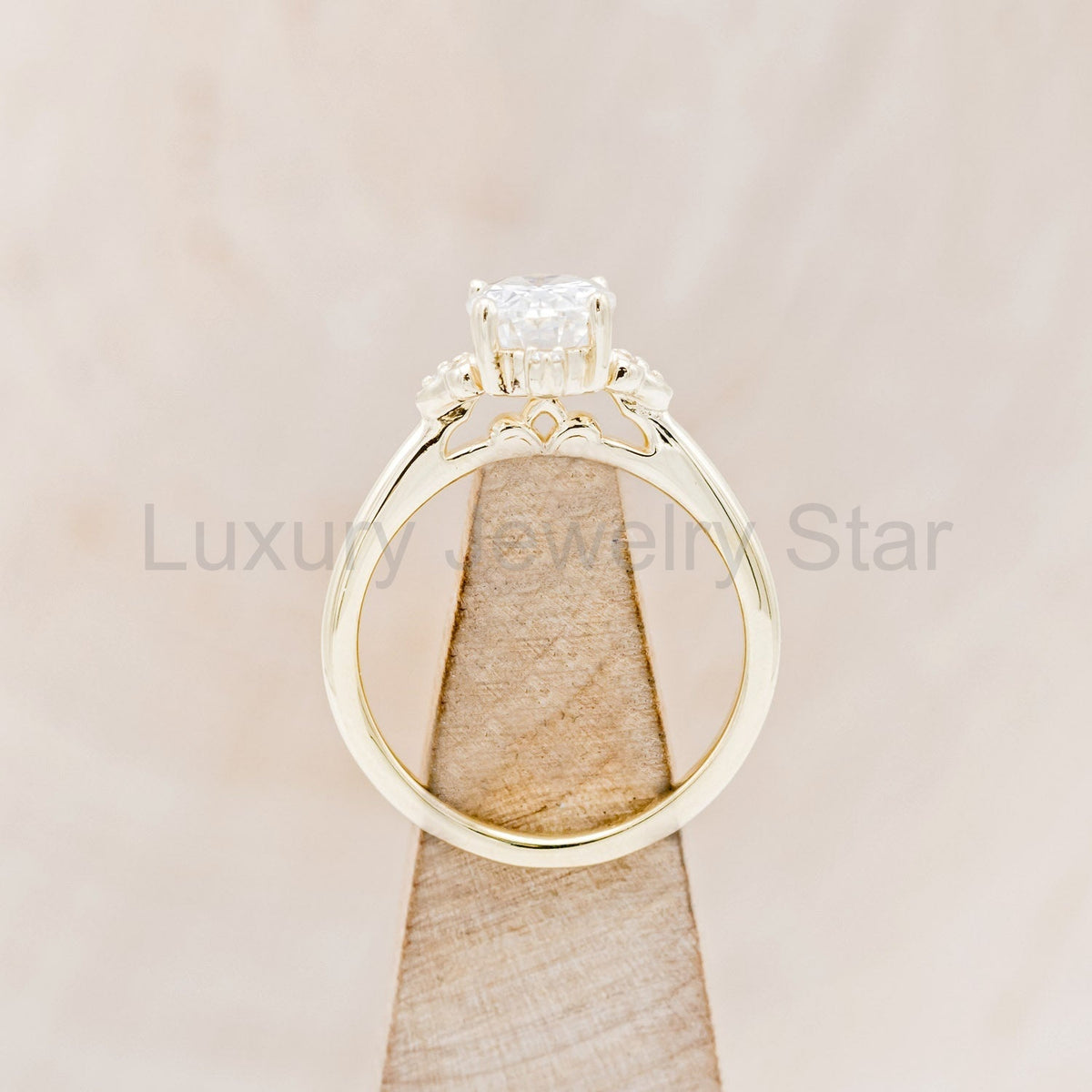 "Zella" - Oval Cut Moissanite Engagement Ring With Diamond Accents - image 5