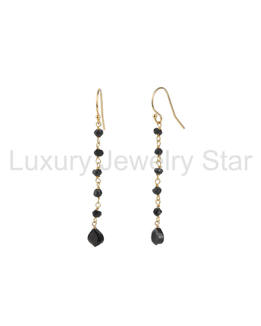 Black Spinel Wire Wrap Chain Drop Hooks