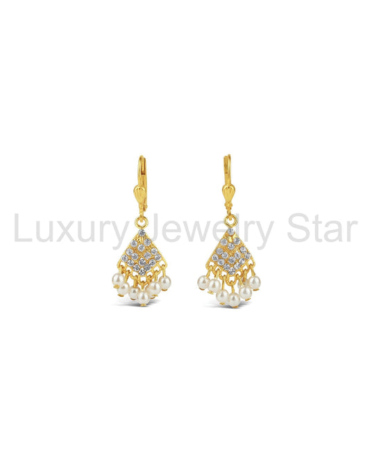 Fan Crystal Pearl Drop Hooks