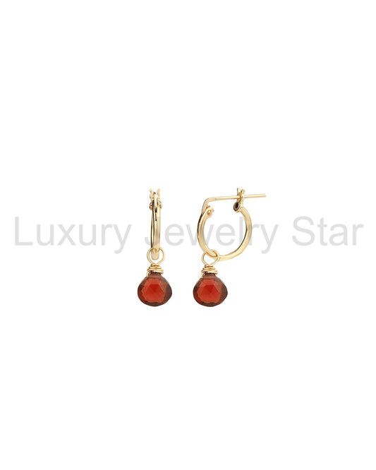 Garnet Heart Floating Drop Huggies | 12mm