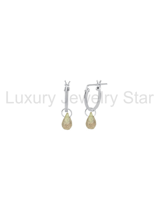 Labradorite Teardrop Floating Drop Huggies | 12mm