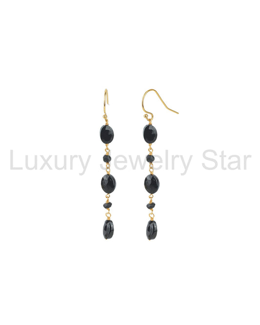 Oval Black Garnet Mixed Drop Hooks