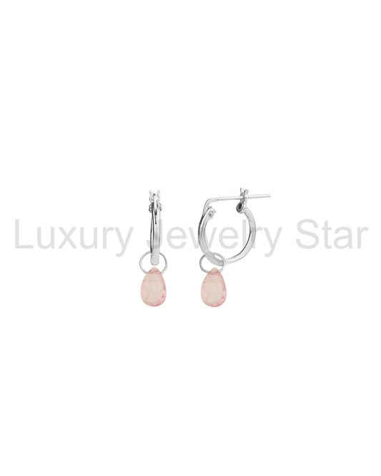 Pink Topaz Heart Floating Drop Huggies | 12mm