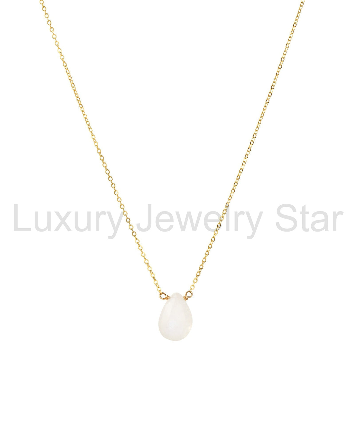 Rainbow Moonstone Pear Cable Chain Necklace | 8mm