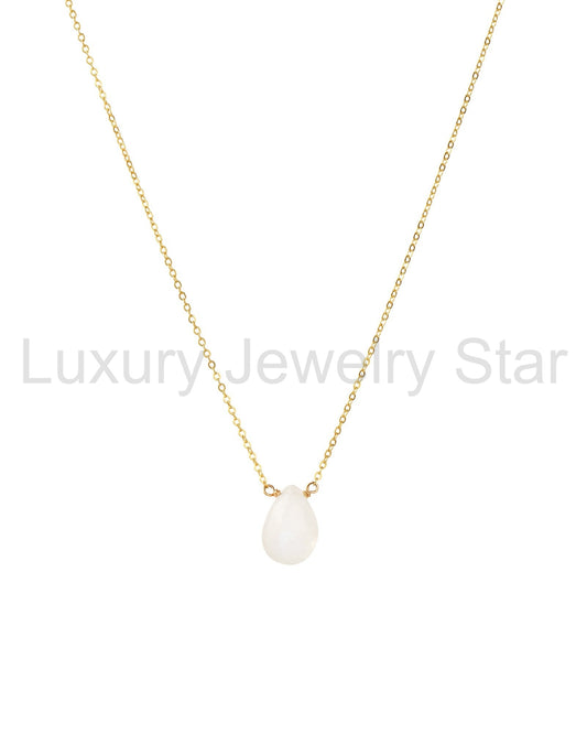 Rainbow Moonstone Pear Cable Chain Necklace | 8mm