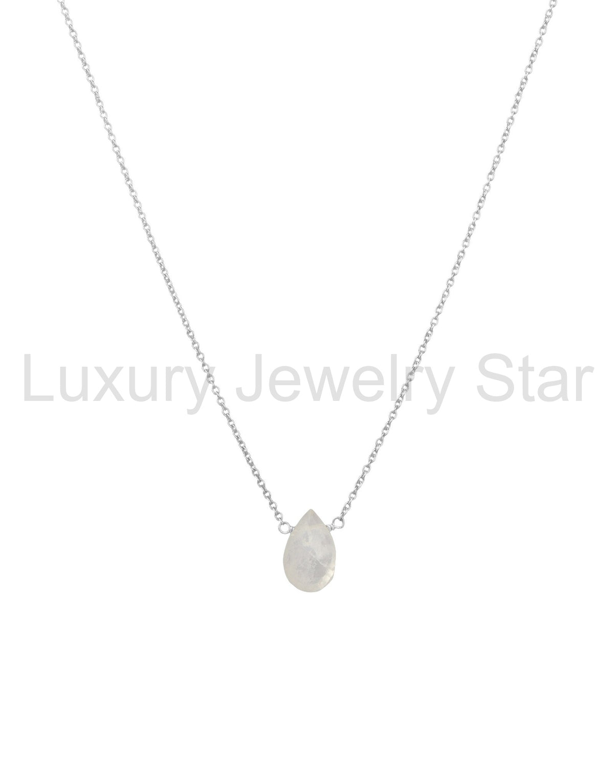 Rainbow Moonstone Pear Cable Chain Necklace | 8mm