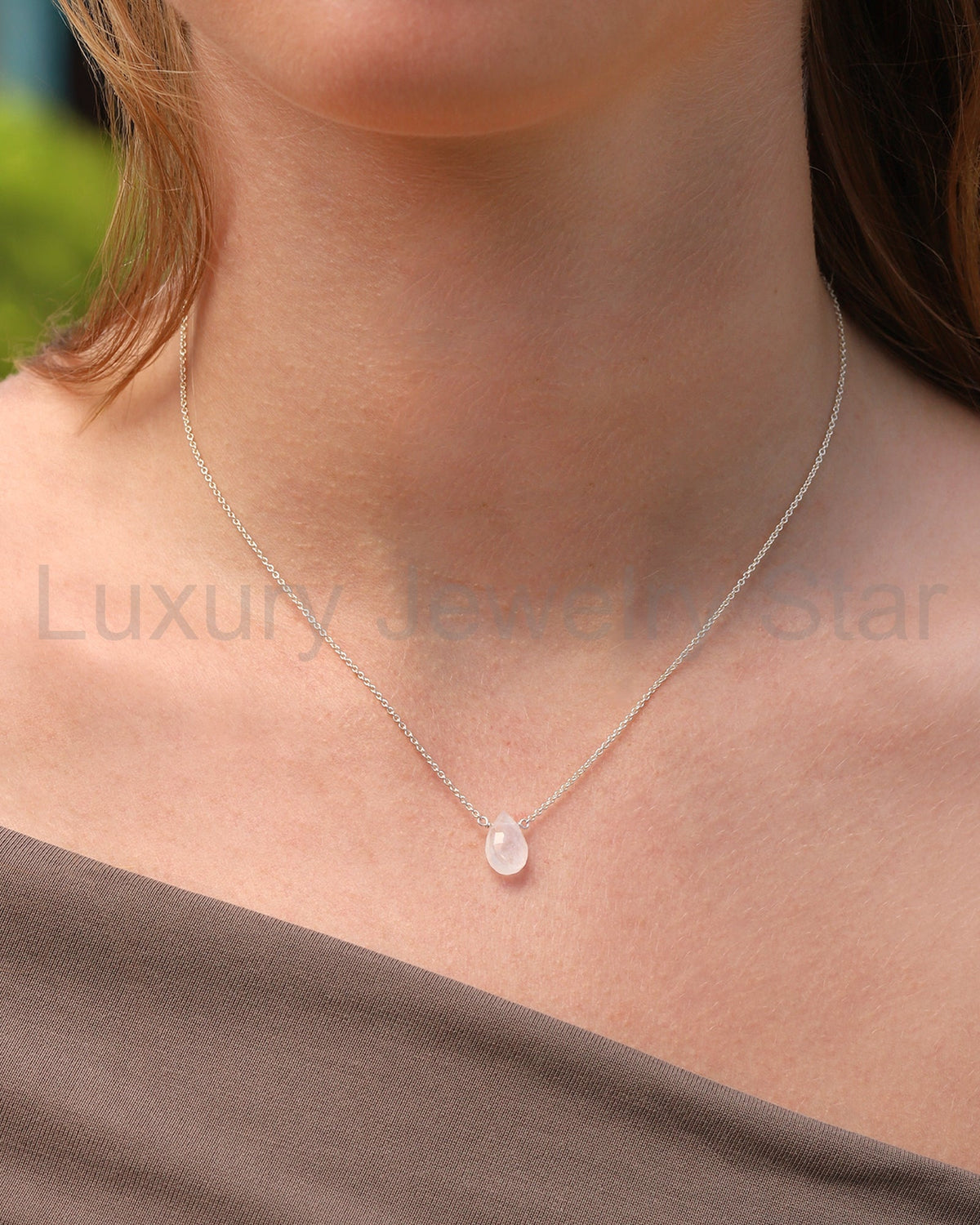 Rainbow Moonstone Pear Cable Chain Necklace | 8mm - image 2