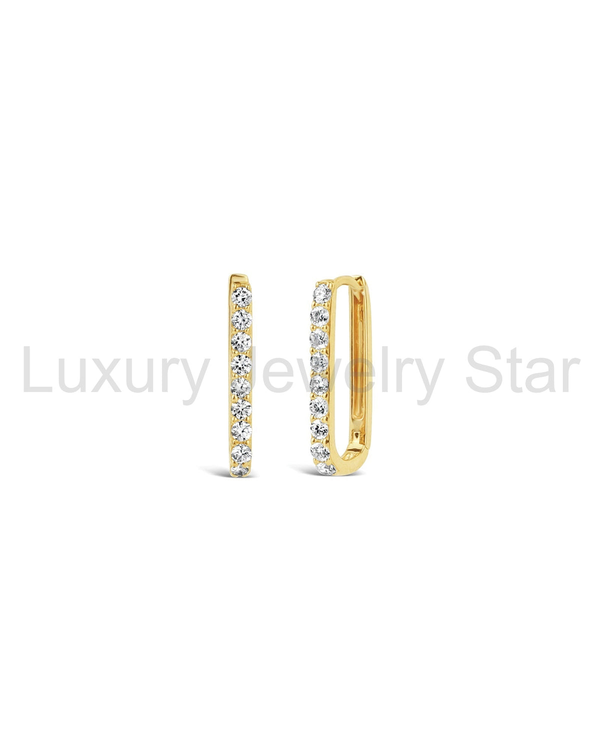 Rectangle Pavé Diamond Huggies | 15mm