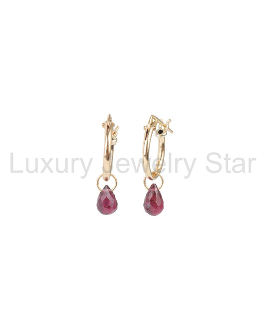 Rhodolite Garnet Teardrop Floating Drop Huggies | 12mm