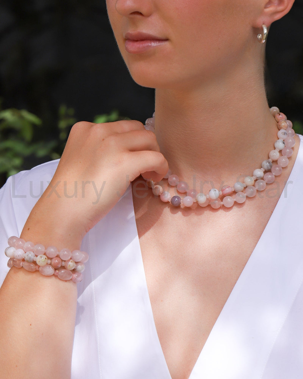 Rose Quartz Beaded Necklace | 10mm - image 5