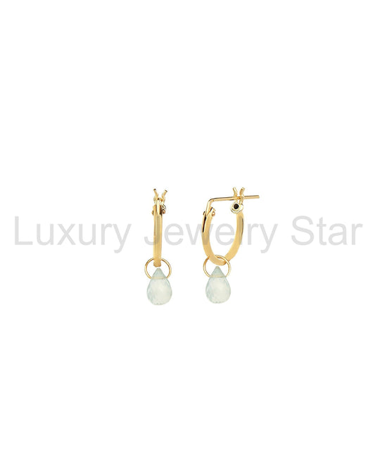 Sky Blue Topaz Teardrop Floating Drop Huggies | 12mm
