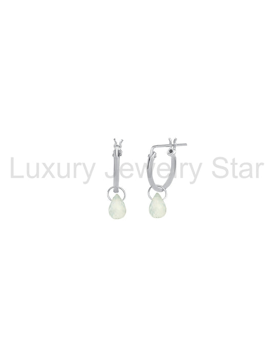 Sky Blue Topaz Teardrop Floating Drop Huggies | 12mm