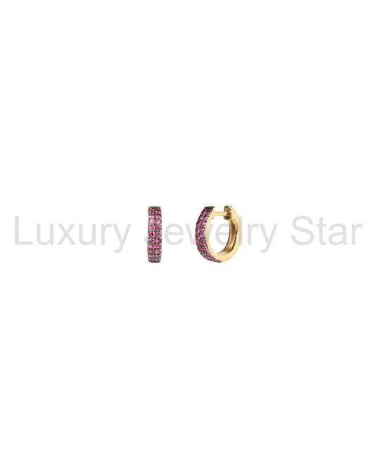 Two Row Ruby Huggies | 12mm